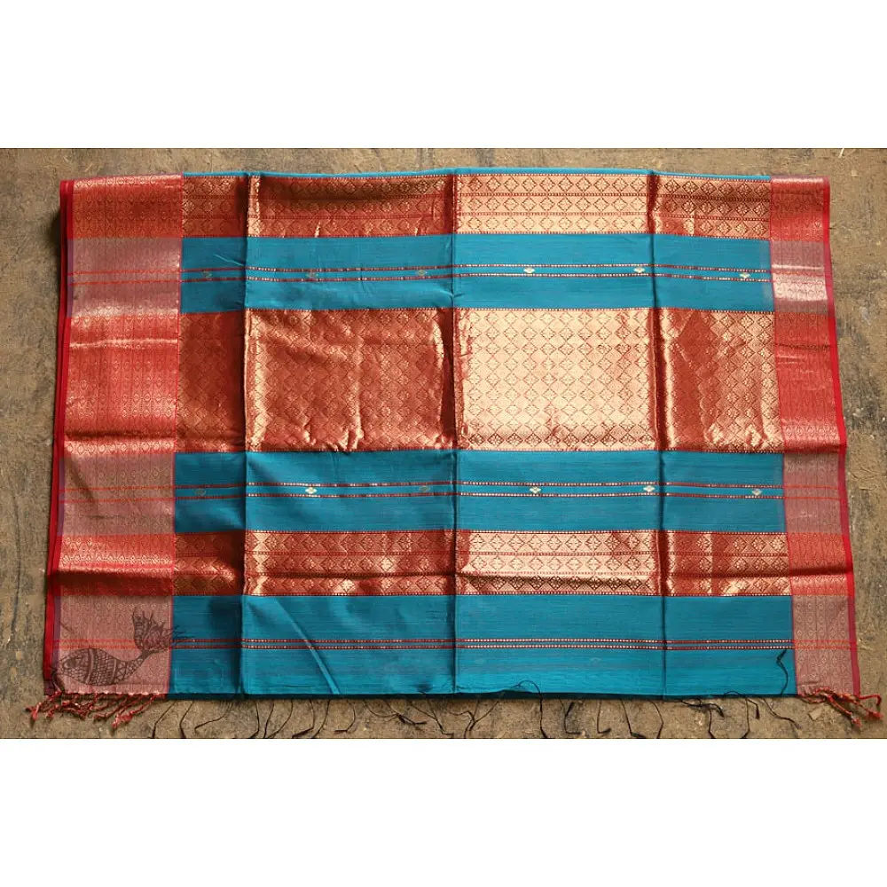 Maheshwari Cotton Silk Saree with heavy Zari Border