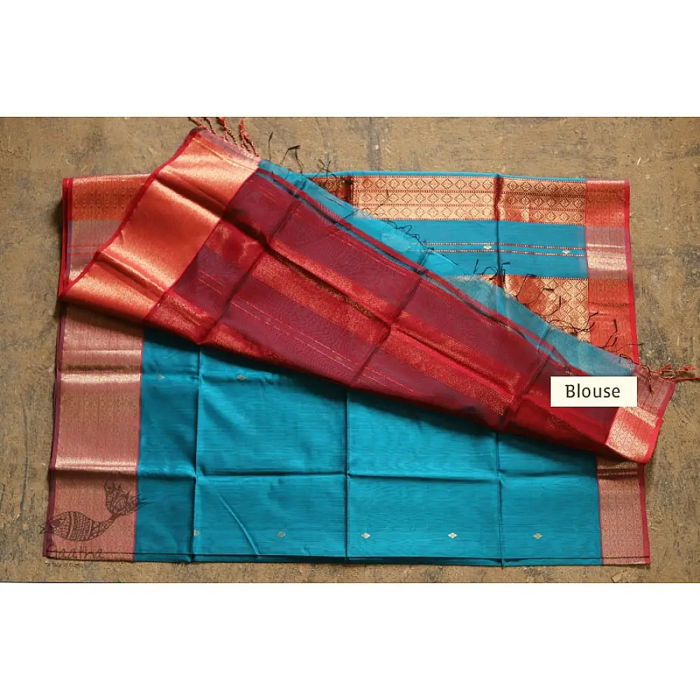 Maheshwari Cotton Silk Saree with heavy Zari Border