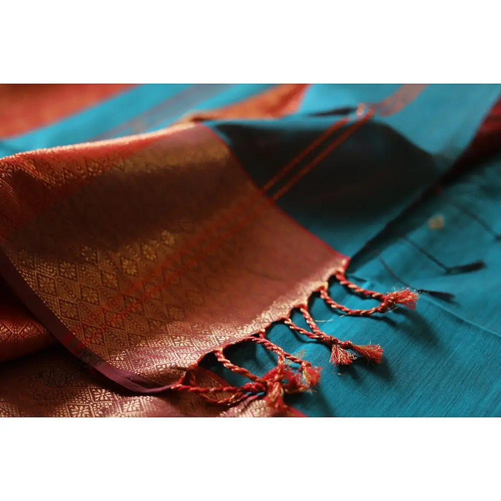 Maheshwari Cotton Silk Saree with heavy Zari Border
