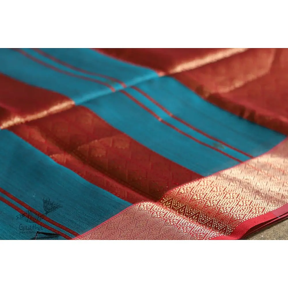 Maheshwari Cotton Silk Saree with heavy Zari Border