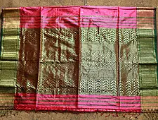Ojovati | Maheshwari Silk Saree with heavy Zari pallu | 3