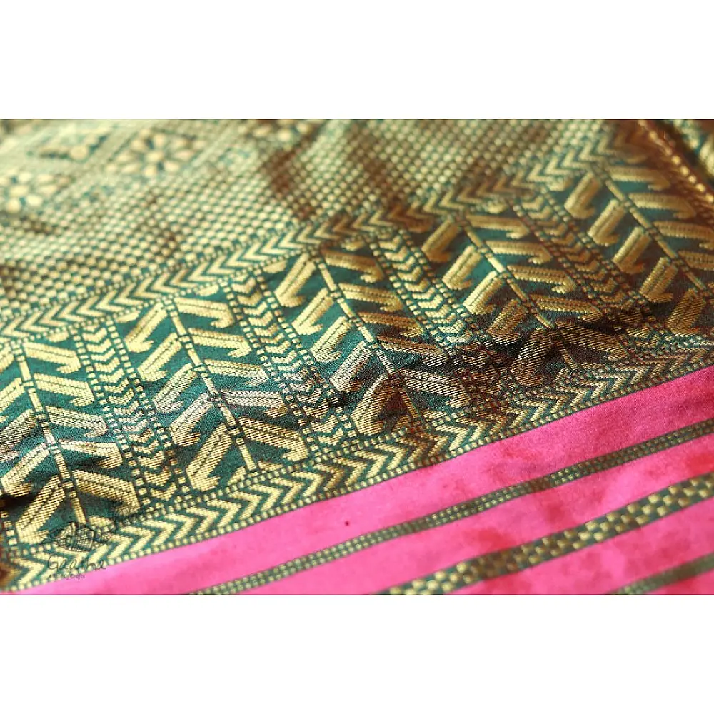 Maheshwari Silk Saree with heavy Zari pallu