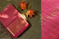 Ojovati ❢  Maheshwari ❢ Tussar Checks Saree with Zari Border ❢ 5