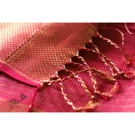 Ojovati ❢  Maheshwari ❢ Tussar Checks Saree with Zari Border ❢ 5