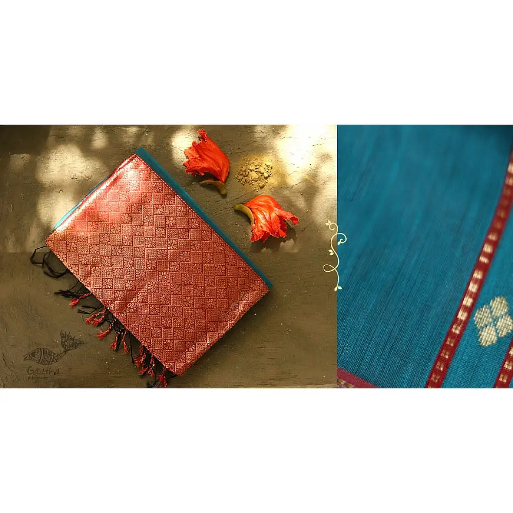 Maheshwari Cotton Silk Saree with heavy Zari Border