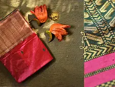 Ojovati | Maheshwari Silk Saree with heavy Zari pallu | 3