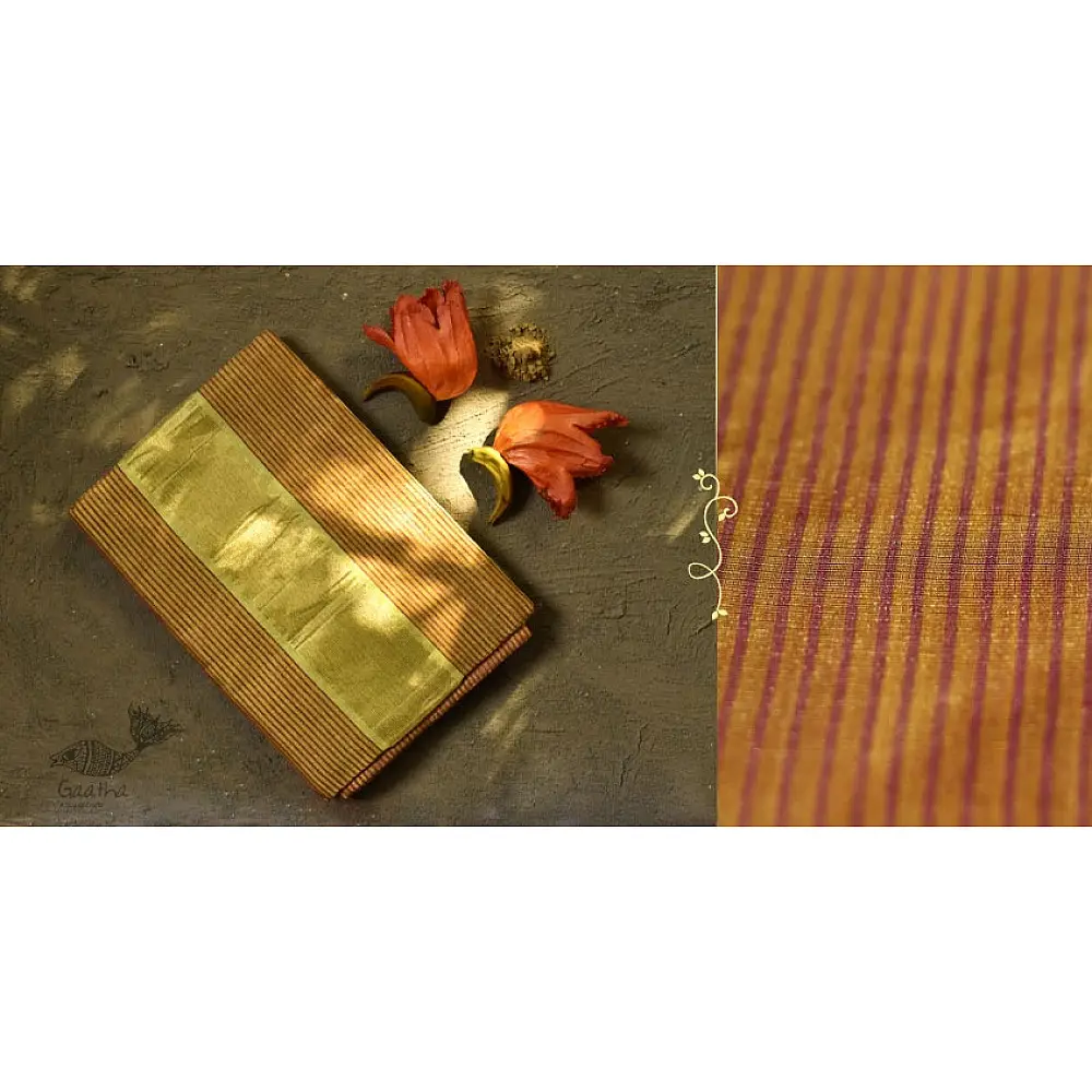 Tussar Checks Saree with Zari Border