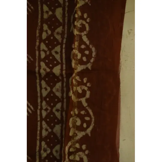 shop chanderi batik block printed dress Brown material