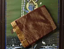 Colors of Devotion | Handloom Maheshwari Silk Maroon Saree - Half-Half Golden Zari Weaving