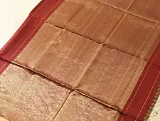 Colors of Devotion | Handloom Maheshwari Silk Maroon Saree - Half-Half Golden Zari Weaving
