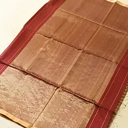 Colors of Devotion | Handloom Maheshwari Silk Maroon Saree - Half-Half Golden Zari Weaving