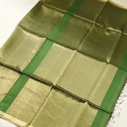 Colors of Devotion | Handloom Maheshwari Silk Green Saree - Half-Half Golden Zari Weaving