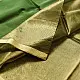 buy Handloom Maheshwari Silk Green Saree - Half-Half Golden Zari Weaving