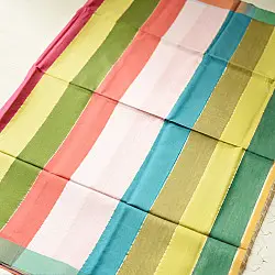 Colors of Devotion | Handloom Maheshwari Silk Silver White Saree 