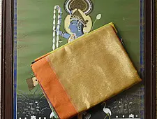 Colors of Devotion | Handloom Maheshwari Silk Golden Saree