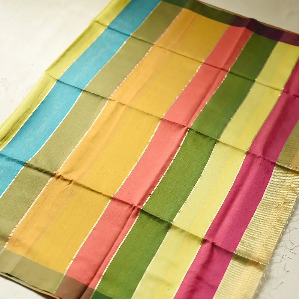buy Handloom Maheshwari Silk Golden Saree