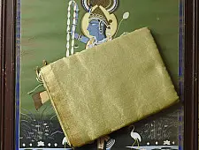 Colors of Devotion | Handloom Maheshwari Silk Saree - Half-Half Golden Zari Weaving