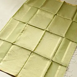 Colors of Devotion | Handloom Maheshwari Silk Saree - Half-Half Golden Zari Weaving
