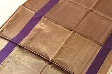 Colors of Devotion | Handloom Maheshwari Silk Purple Saree - Half-Half Golden Zari Weaving