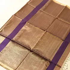 Colors of Devotion | Handloom Maheshwari Silk Purple Saree - Half-Half Golden Zari Weaving