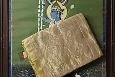 Colors of Devotion | Handloom Maheshwari Silk Silver Off White Saree - Half-Half Golden Zari Weaving