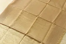 Colors of Devotion | Handloom Maheshwari Silk Silver Off White Saree - Half-Half Golden Zari Weaving