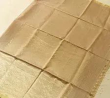 Colors of Devotion | Handloom Maheshwari Silk Silver Off White Saree - Half-Half Golden Zari Weaving