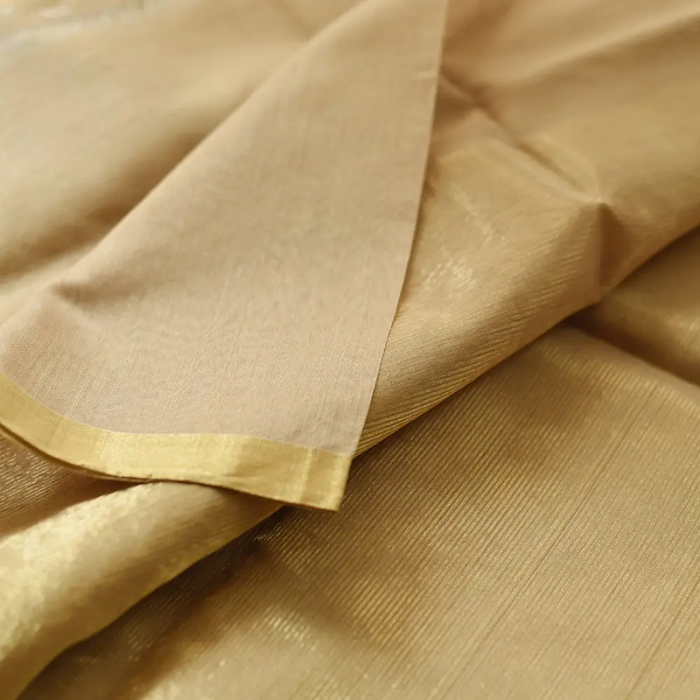 buy Handloom Maheshwari Silk Saree - Half-Half Golden Zari Weaving Saree