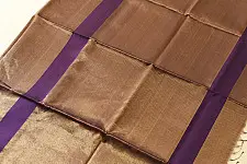 Colors of Devotion | Handloom Maheshwari Silk Violet Saree - Half-Half Golden Zari Weaving