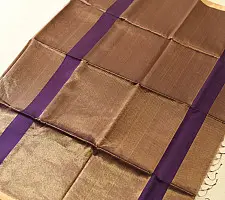 Colors of Devotion | Handloom Maheshwari Silk Violet Saree - Half-Half Golden Zari Weaving