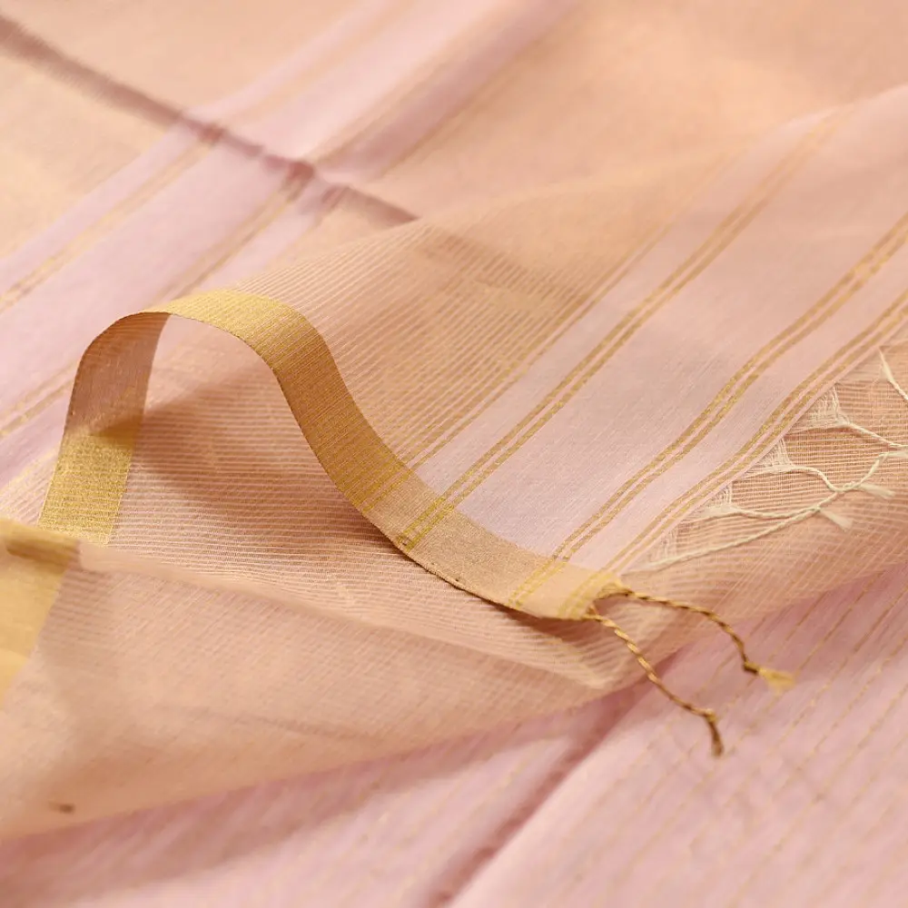 buy Handloom Maheshwari Silk Light Pink Saree - Zari Weaving 