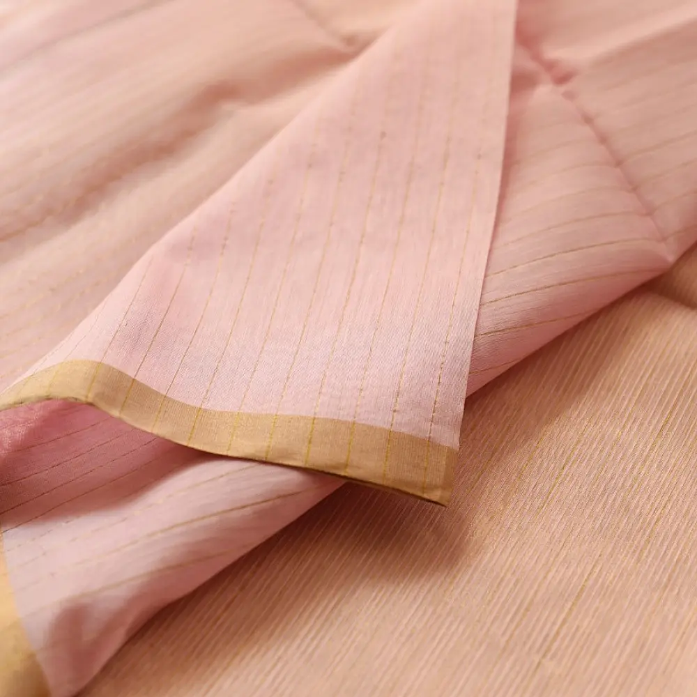 buy Handloom Maheshwari Silk Light Pink Saree - Zari Weaving 