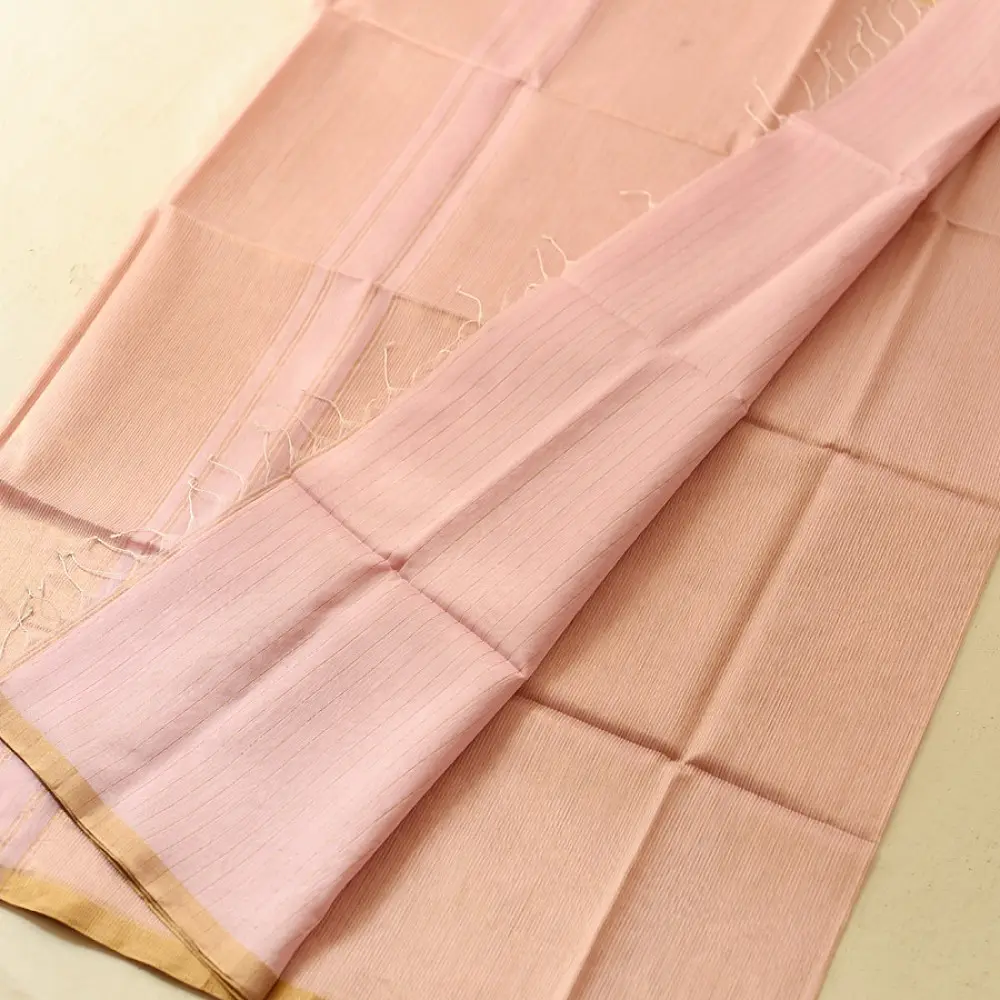 buy Handloom Maheshwari Silk Light Pink Saree - Zari Weaving 