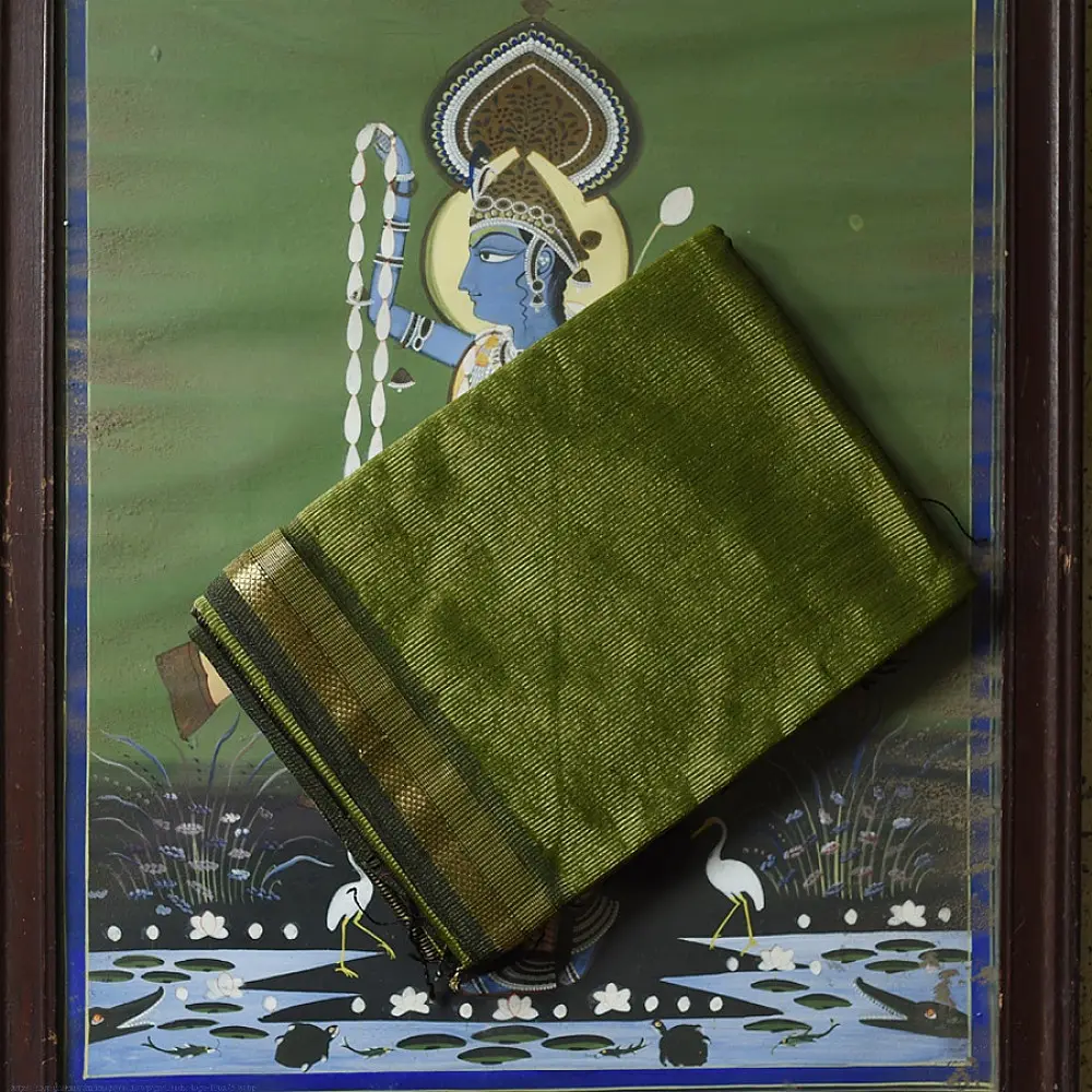buy Handloom Maheshwari Silk Saree - Zari Weaving