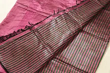 Pavitra . पवित्रा ✦ Handloom Maheshwari Tissue Zari Magenta Saree With Half & Half Design