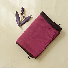 Pavitra . पवित्रा ✦ Handloom Maheshwari Tissue Zari Magenta Saree With Half & Half Design