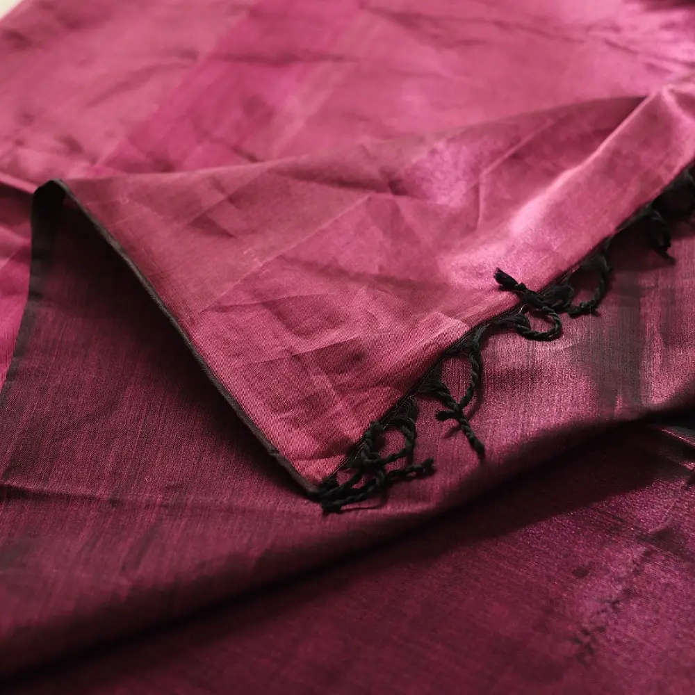 buy Handloom Maheshwari Tissue Zari Magenta Saree With Half & Half Design