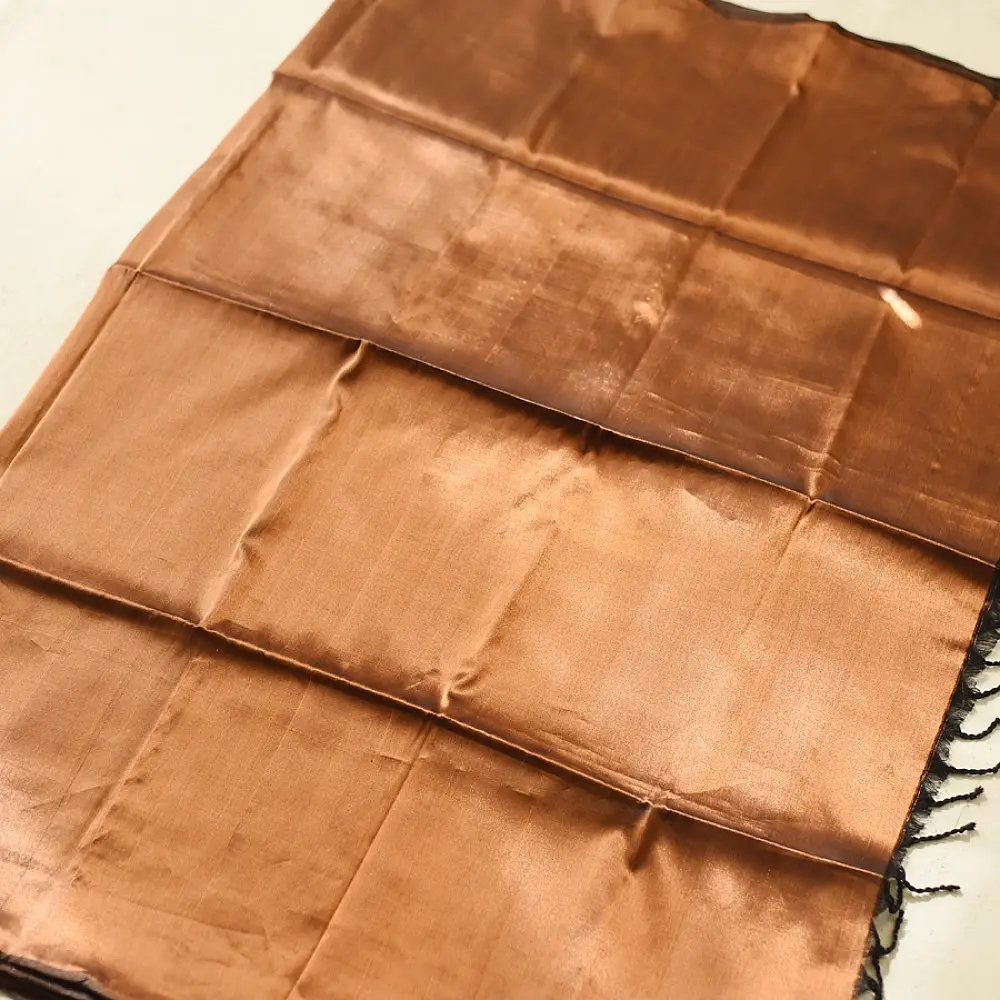 buy Handloom Maheshwari Tissue Zari Saree - Copper & Black