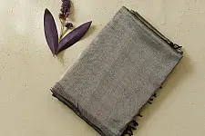 Pavitra . पवित्रा ✦ Handloom Maheshwari Tissue Zari Saree - Silver & Black