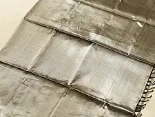 Pavitra . पवित्रा ✦ Handloom Maheshwari Tissue Zari Saree - Silver & Black