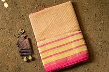 Pavitra . पवित्रा | Handloom Self Stripes Maheshwari Silk Saree
