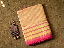 Pavitra . पवित्रा | Handloom Self Stripes Maheshwari Silk Saree