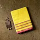 buy Handloom Maheshwari Yellow Silk Saree With Pink Pallu