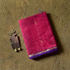 Pavitra . पवित्रा | Zari Border Maheshwari Silk Saree ~ Rani Pink
