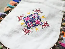 Soof Embroidery | Potli Cotton Purse / Cotton Potli Sling Bag - White