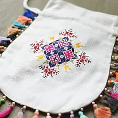 Soof Embroidery | Potli Cotton Purse / Cotton Potli Sling Bag - White