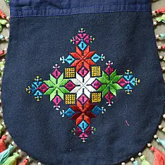 Soof Embroidery | Potli Cotton Purse / Cotton Potli Sling Bag - Blue