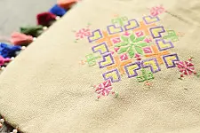 Soof Embroidery | Potli Cotton Purse / Cotton Potli Sling Bag - Beige 