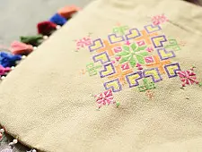 Soof Embroidery | Potli Cotton Purse / Cotton Potli Sling Bag - Beige 