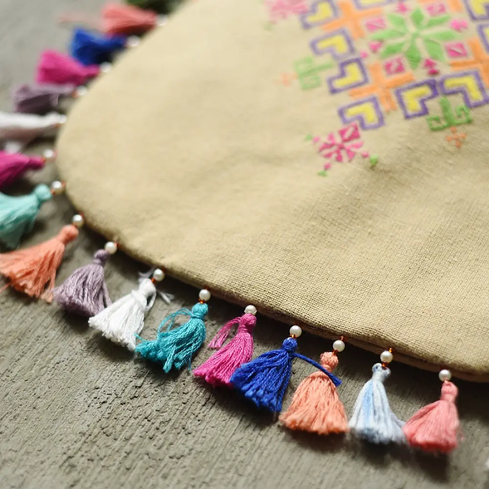 shop Potli Cotton Purse / Cotton Potli Sling Beige  Bag